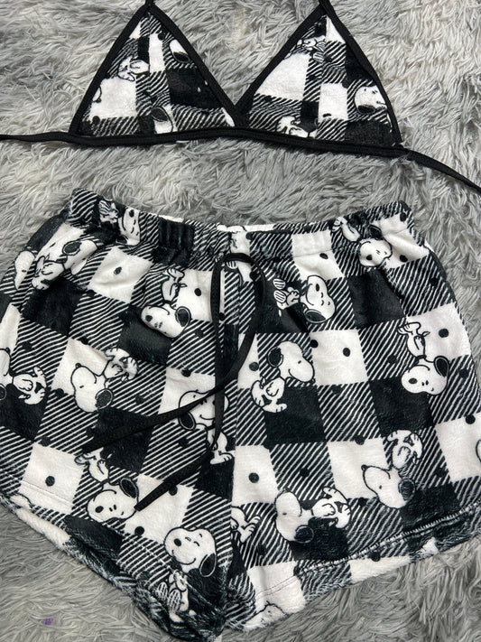 Snoopy Plaid Striped Matching Top & Short - Fundies