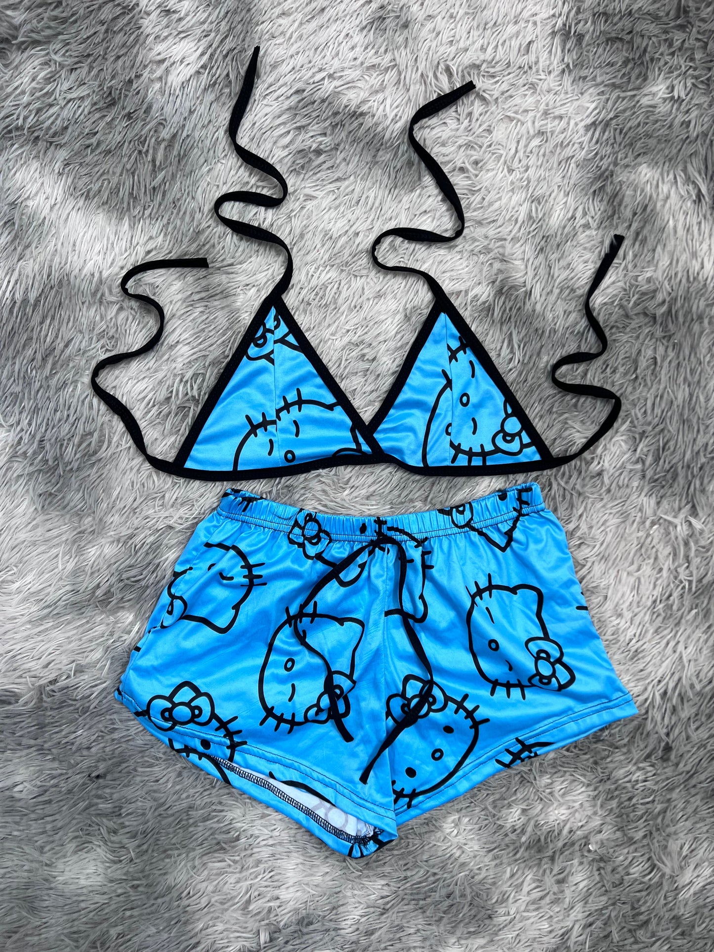 Hello Kitty Blue Brush Matching Top & Short - Fundies