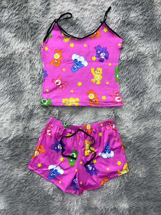 Ositos Care Bears Background Pink Blusa With Short One Size Of Brush Matching Top & Short - Fundies
