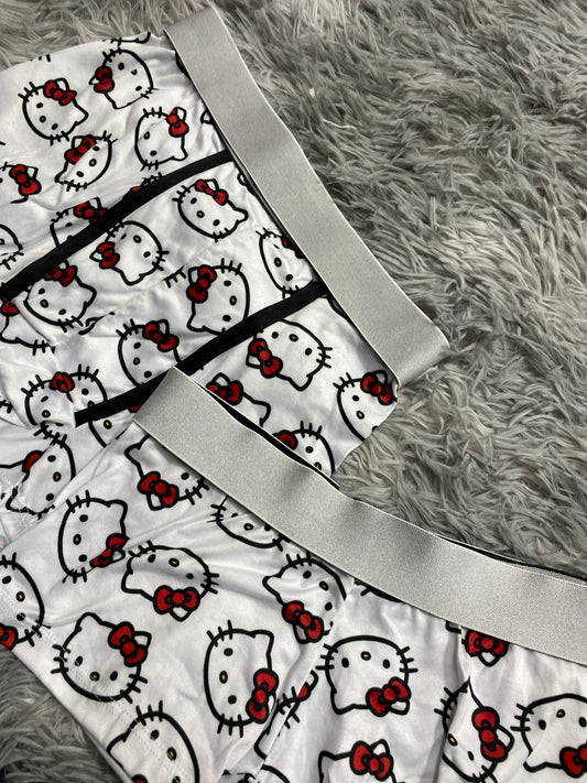 Hello Kitty Faces Background White Matching Boxers - Fundies