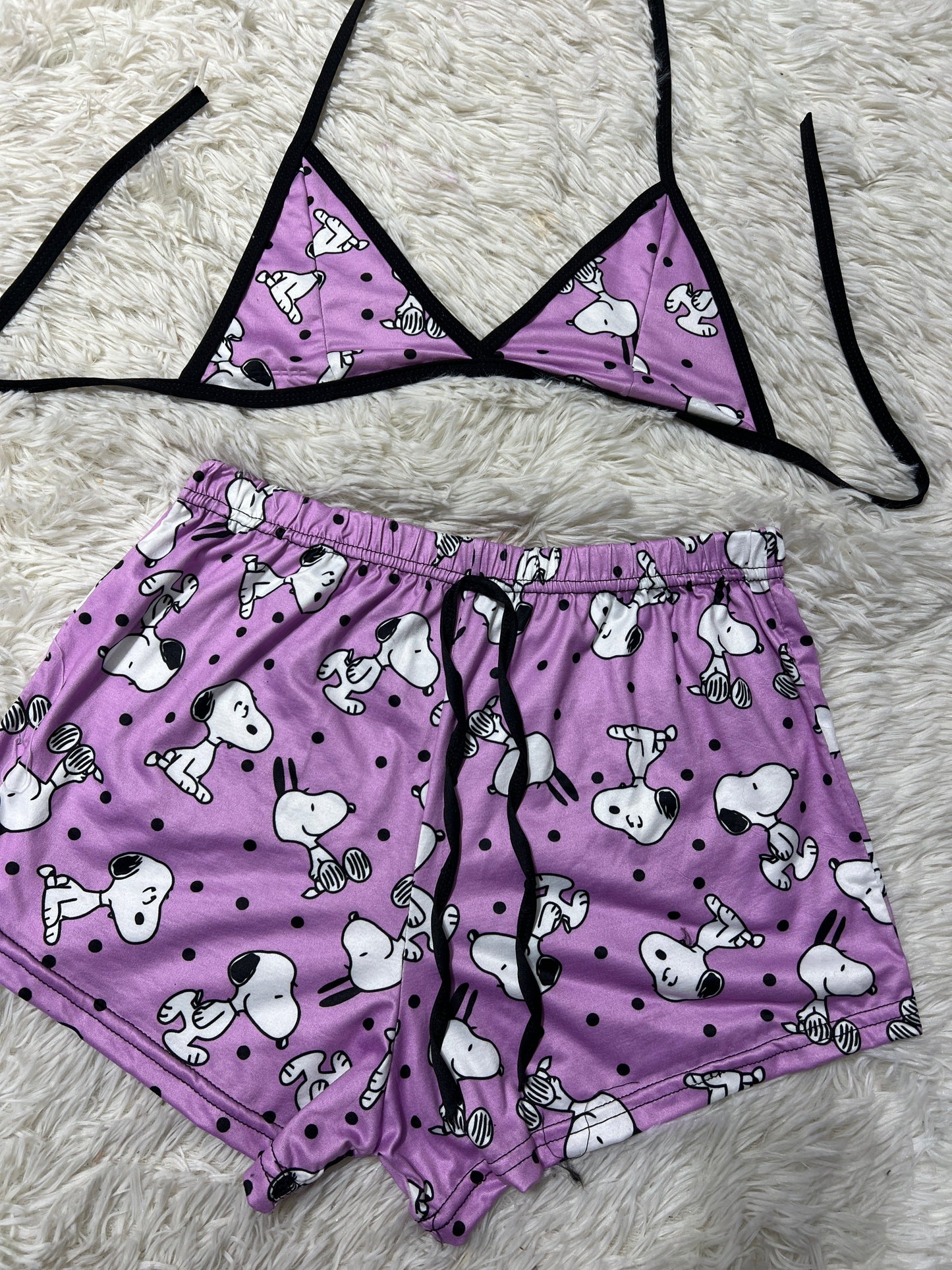 Snoopy Purple Dots Brush Matching Top & Short - Fundies
