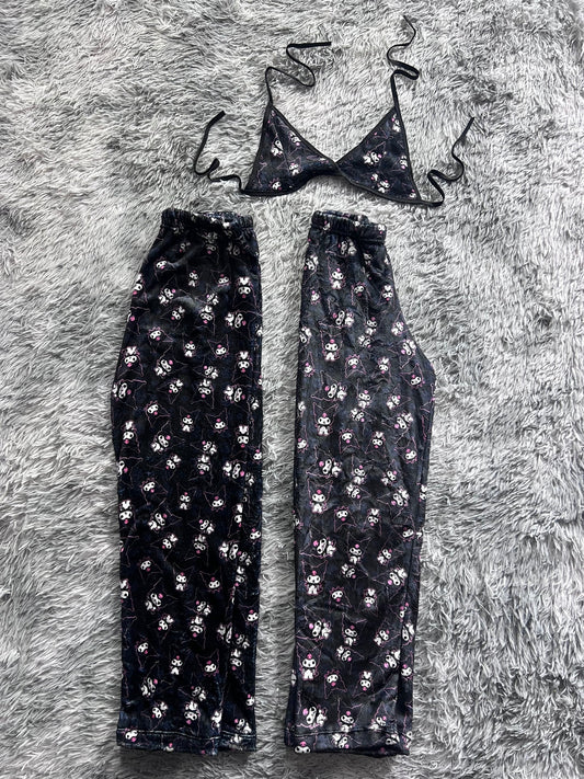 Kuromi Background Black Matching Plushie PJs - Fundies