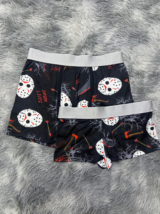 Jason live knife and arrow matching couples boxer underwear Halloween