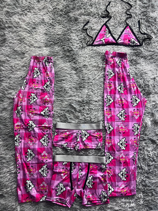 Panther Pink Plaid 5 Piece PJ - Fundies