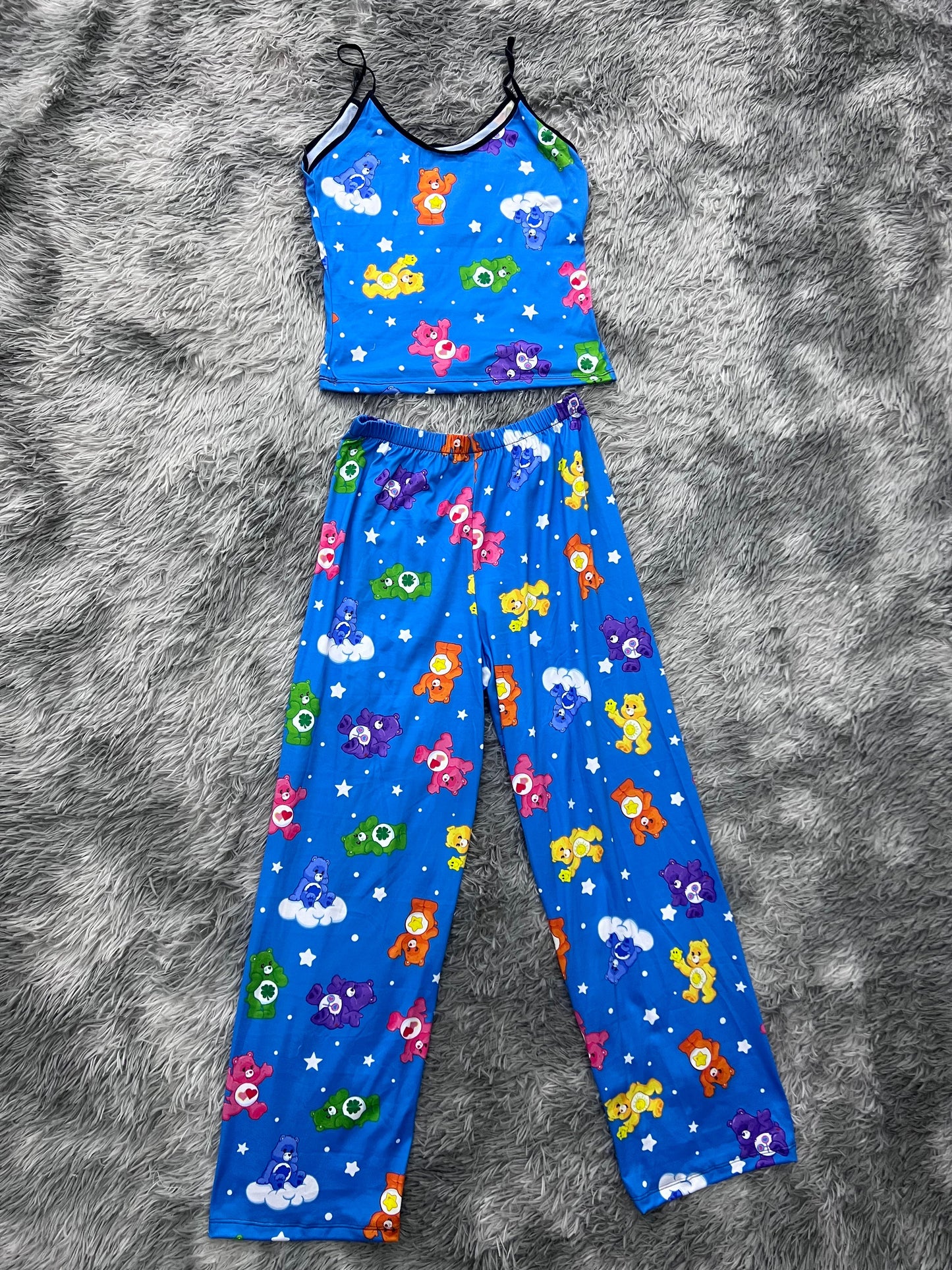 Little Bear Care Bear Background Blue Women's Pajama Set - Fundies