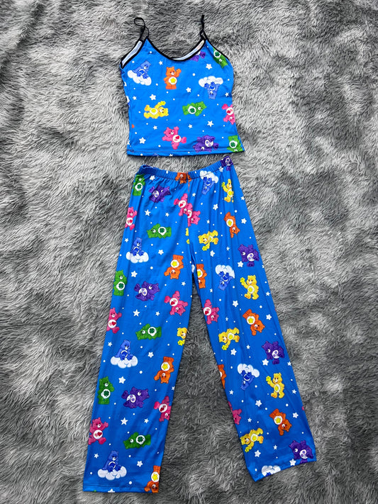 Little Bear Care Bear Background Blue Women's Pajama Set - Fundies
