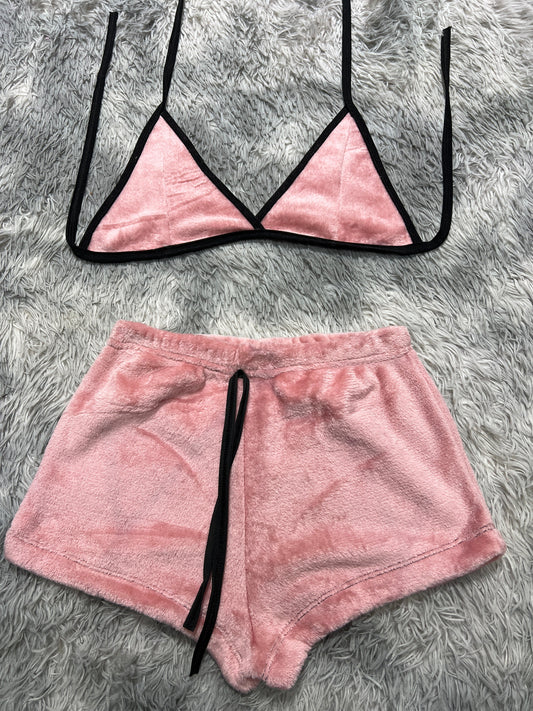 Color Pink Afelpad Matching Top & Short - Fundies
