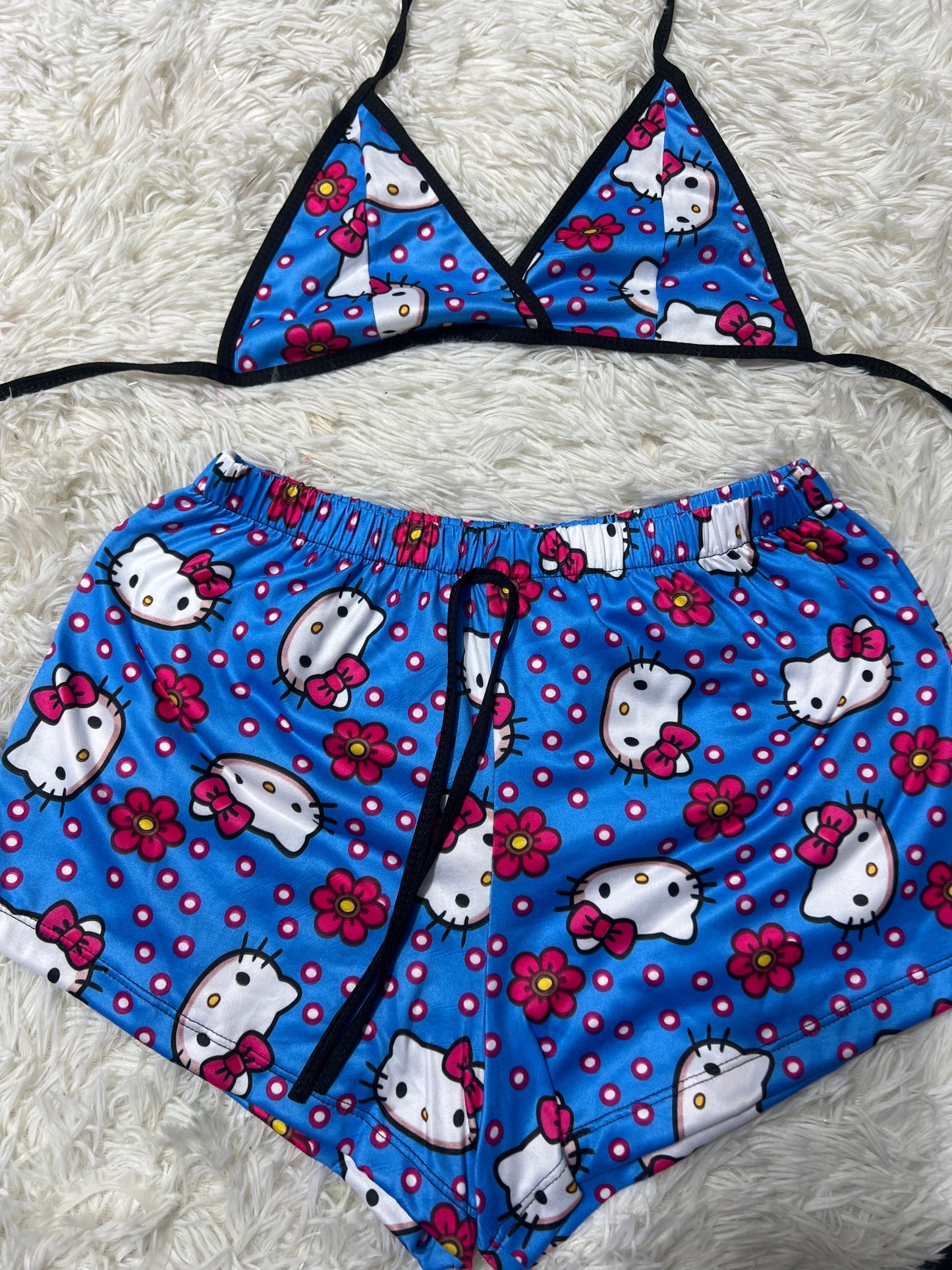 Hello Kitty Blue Dots Brush Matching Top & Short - Fundies