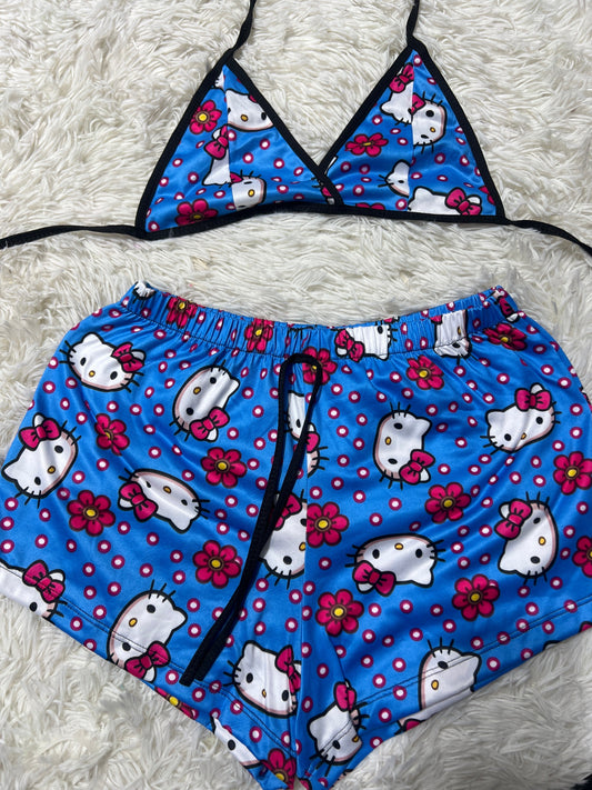 Hello Kitty Blue Dots Brush Matching Top & Short - Fundies