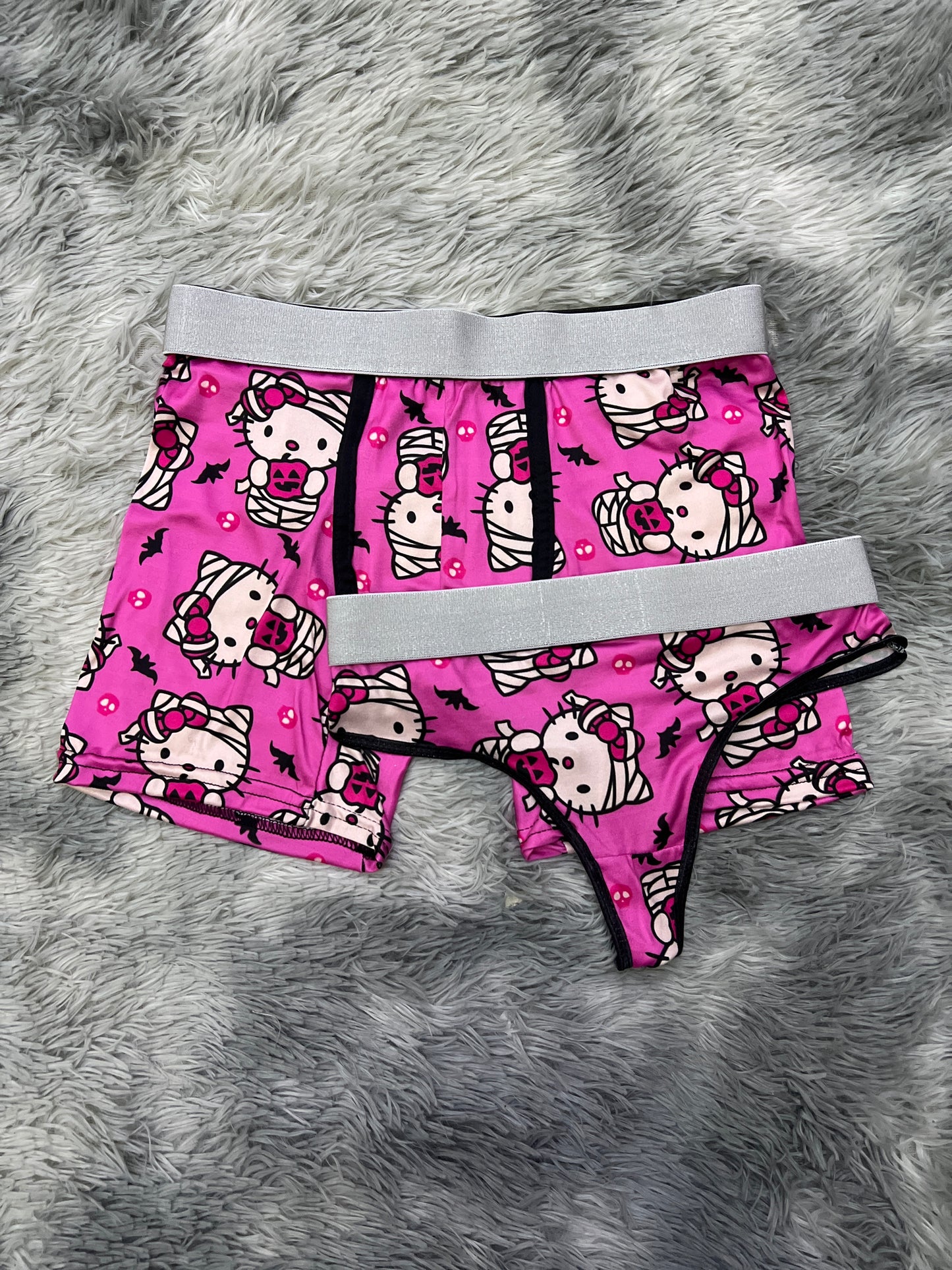 Kitty mummy pink background Halloween matching underwear LOL