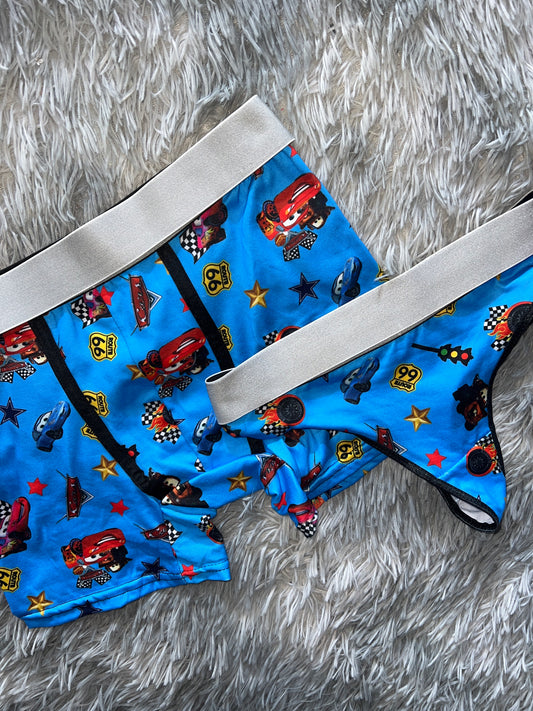 Cars blue Print matching underwear For Couples Night 🚗💑