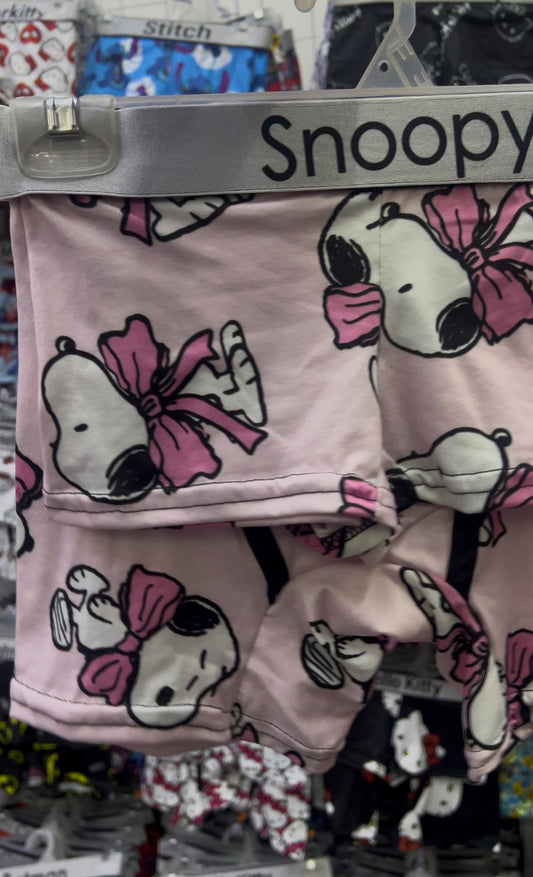 Pink snoopy matching couples boxer underwear
