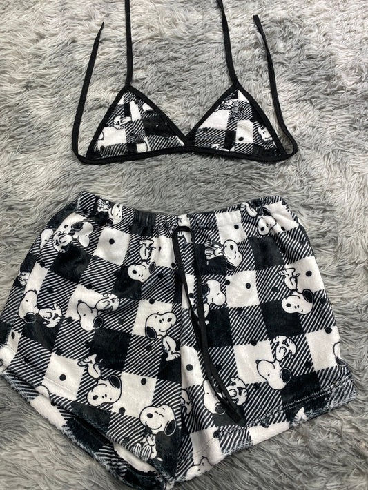 Snoopy Plaid White Matching Top & Short - Fundies