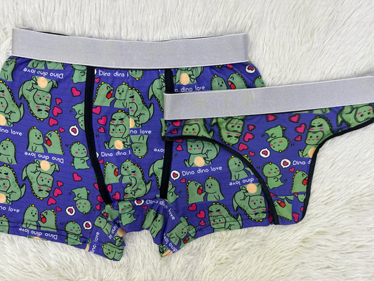 Dino love matching couples underwear XL