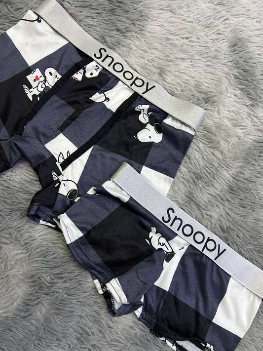 Snoopy plaid Print matching boxers Set Couples