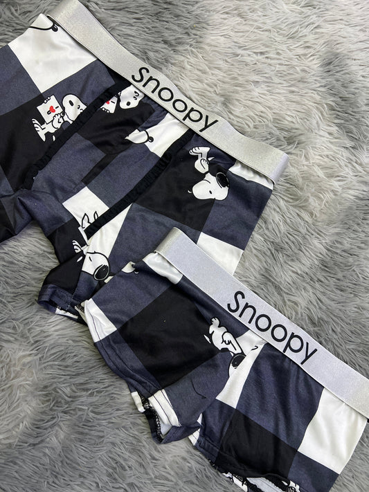 Snoopy plaid Print matching boxers Set Couples