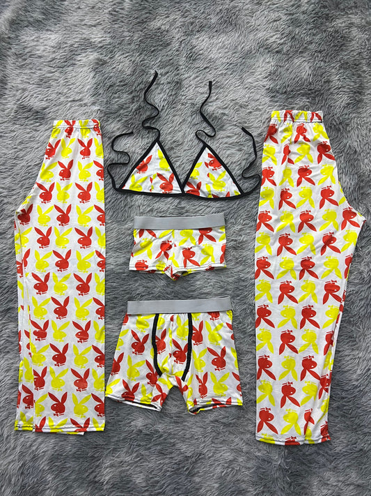 Play Boy Yellow And Red 5 Piece PJ - Fundies