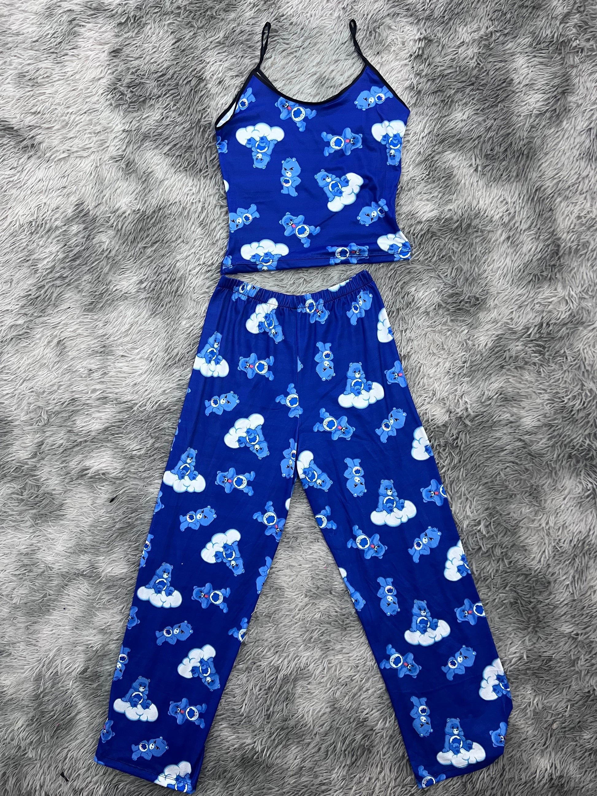 Little Bear Care Bear Background Blue Women's Pajama Set - Fundies