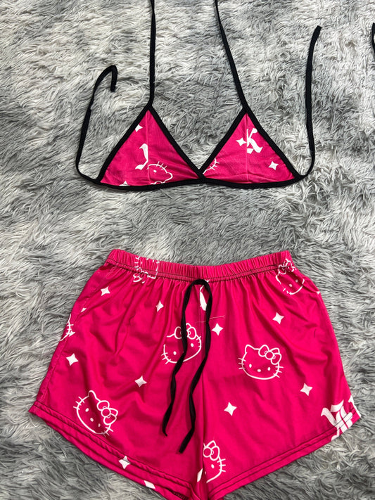 Hello Kitty Pink With White Matching Top & Short