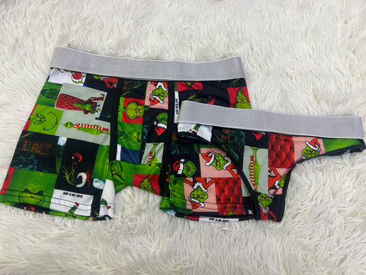 Grinch 3d pictures matching couples underwear christmas