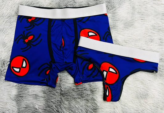 Spiderman Face Blue Background matching couples underwear