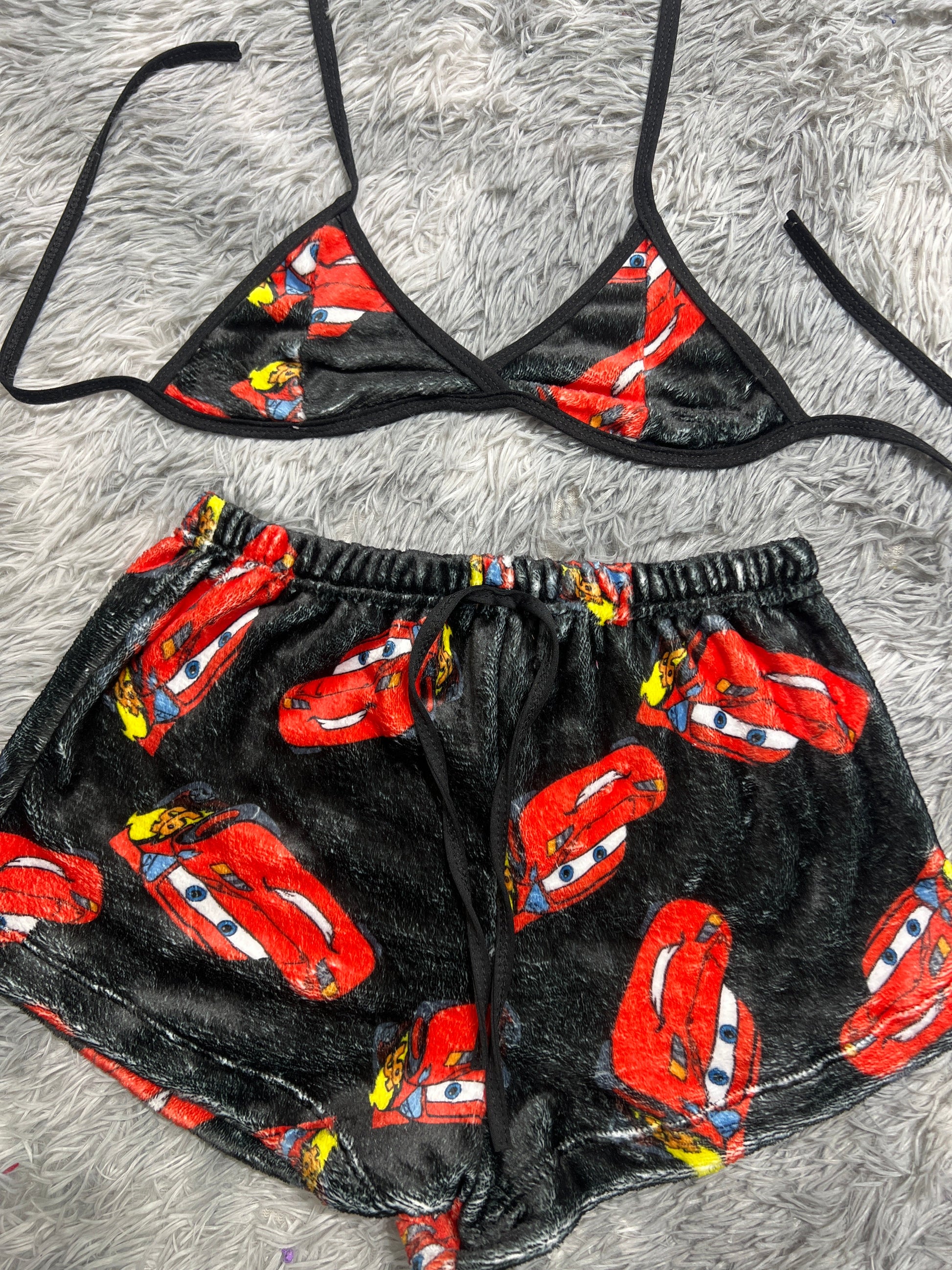 McQueen Red Background Black Matching Top & Short - Fundies