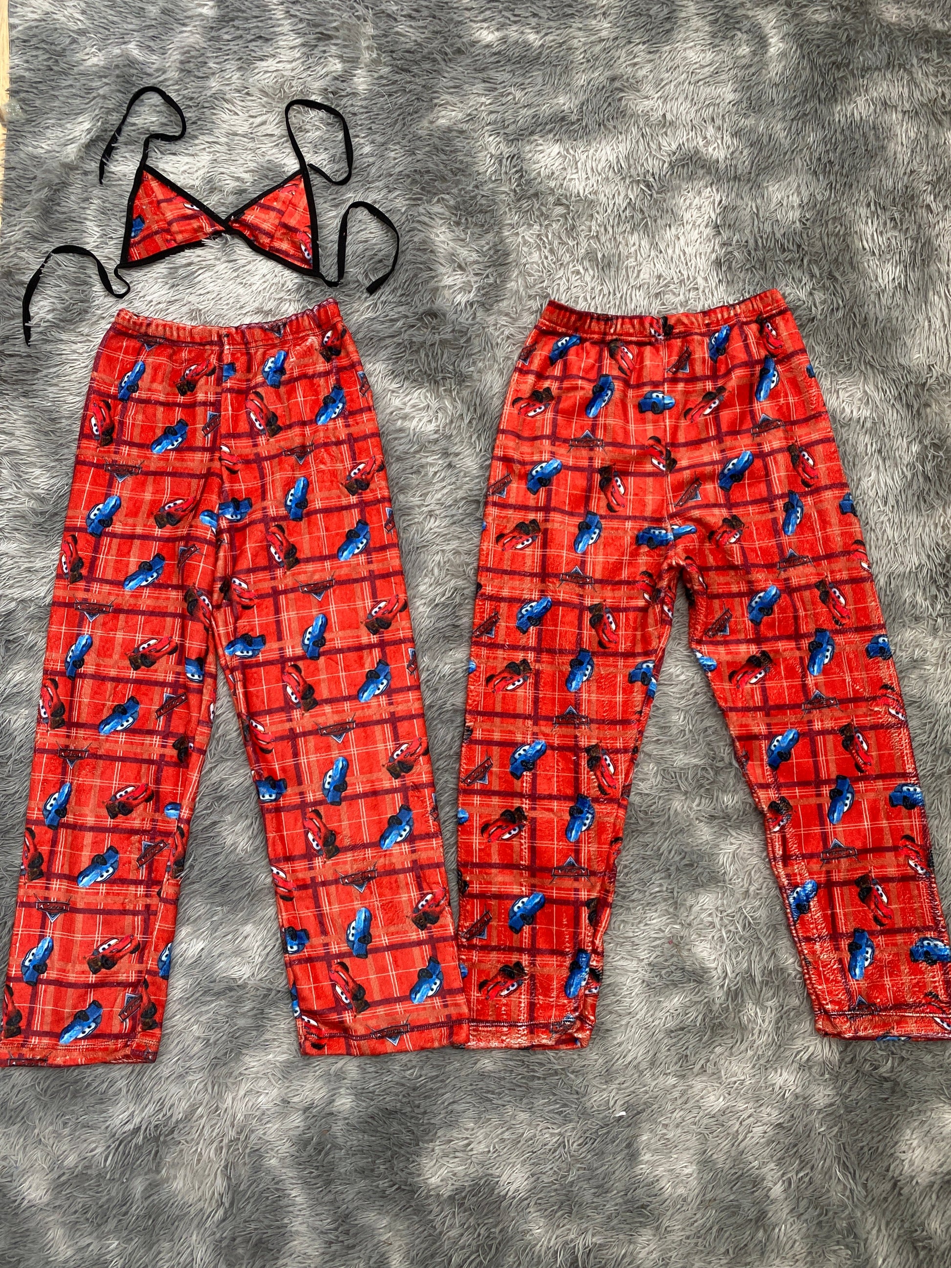 McQueen And Sally Background Of Plaid Red Matching Plushie PJs - Fundies