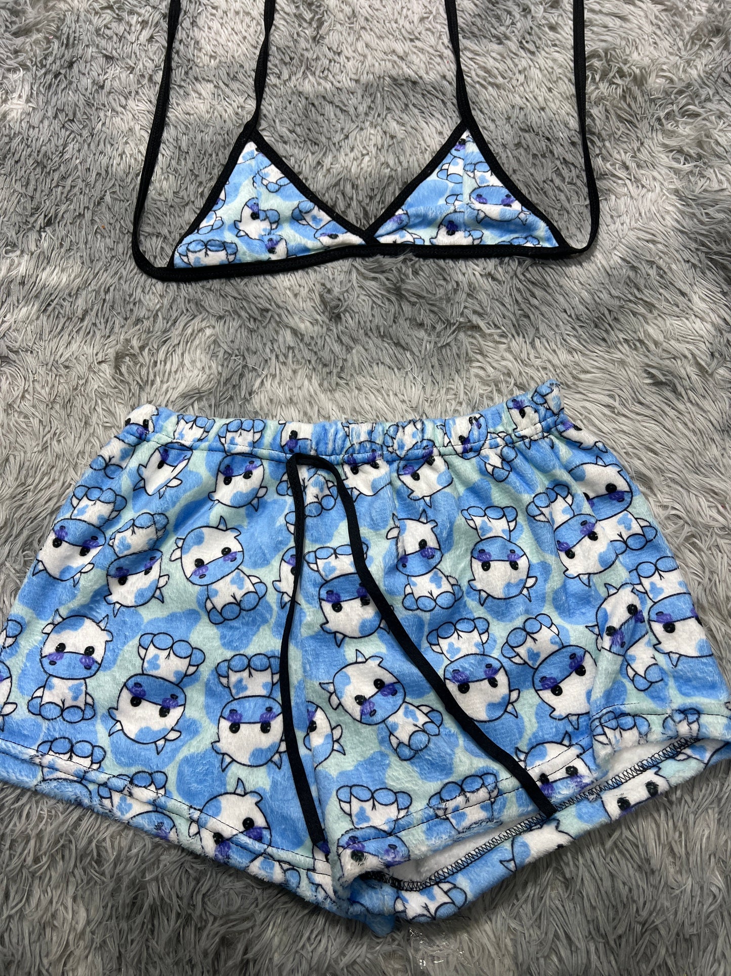 Cow Blue Afelpad Matching Top & Short - Fundies