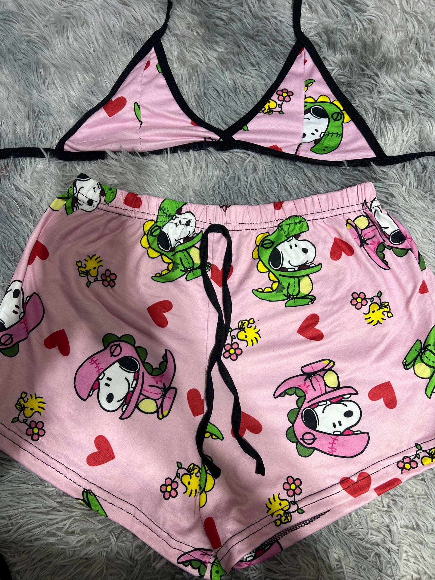 Snoopy Dinosaurio Brush Matching Top & Short - Fundies