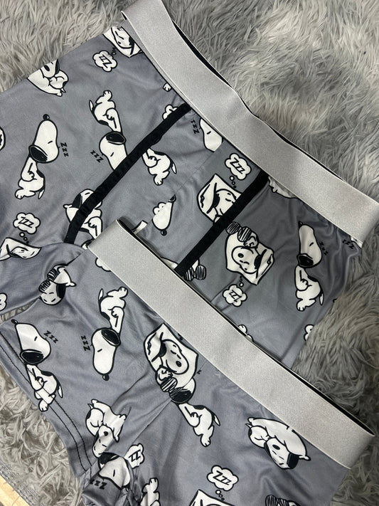 Snoopy Background Gray Matching Boxers - Fundies