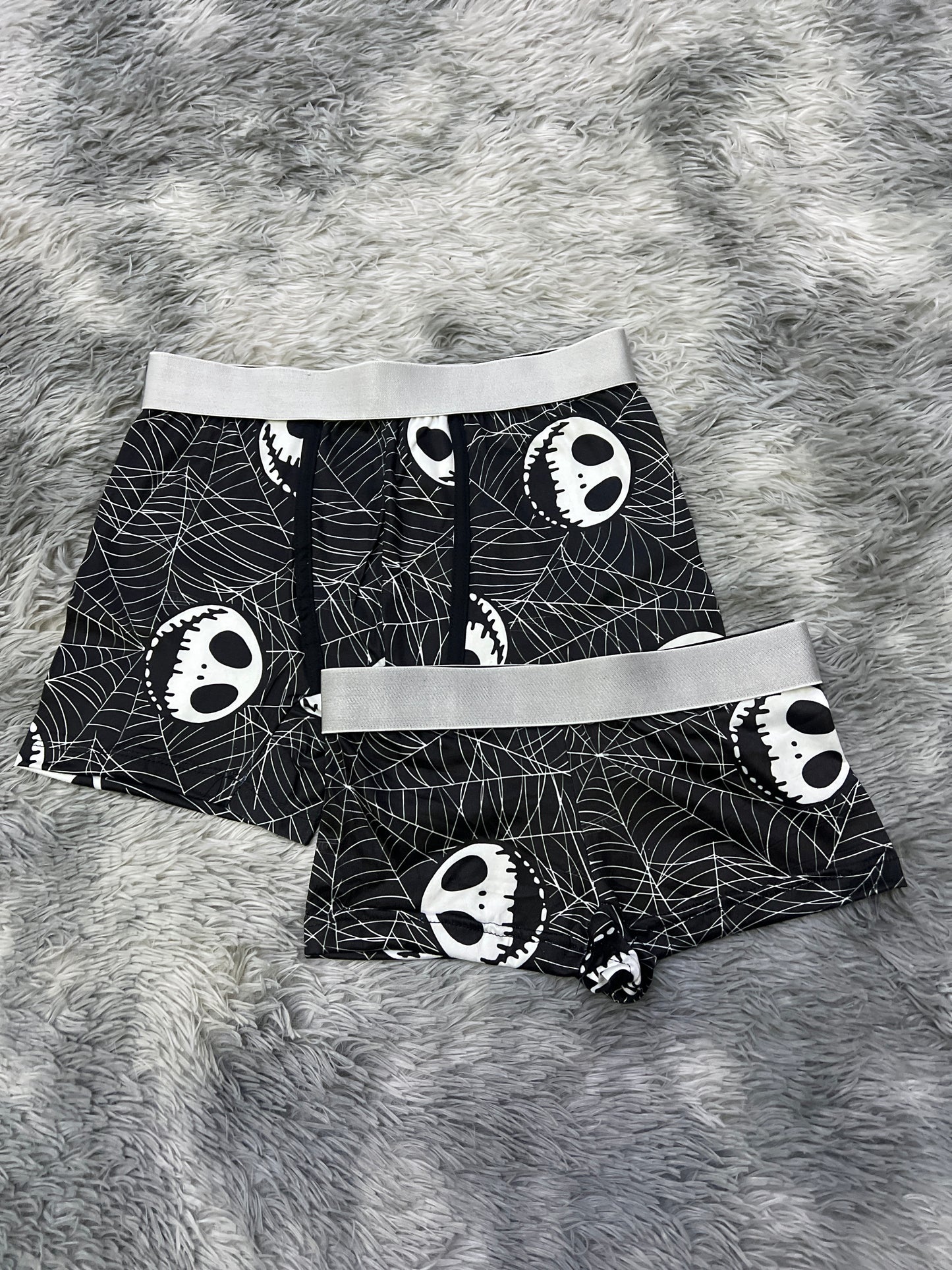 Jack and cobwebs matching couples boxer underwear Halloween