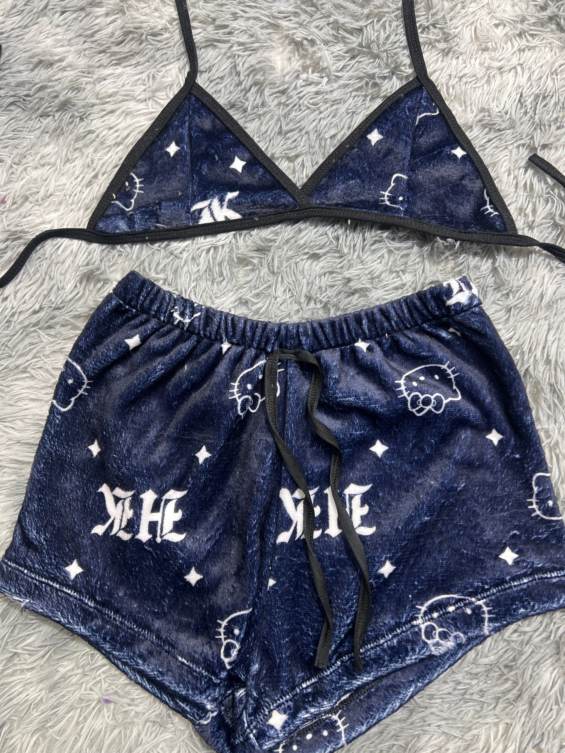 Hello Kitty Brillos Blue With Short One Size Of Afelpad Matching Top & Short - Fundies