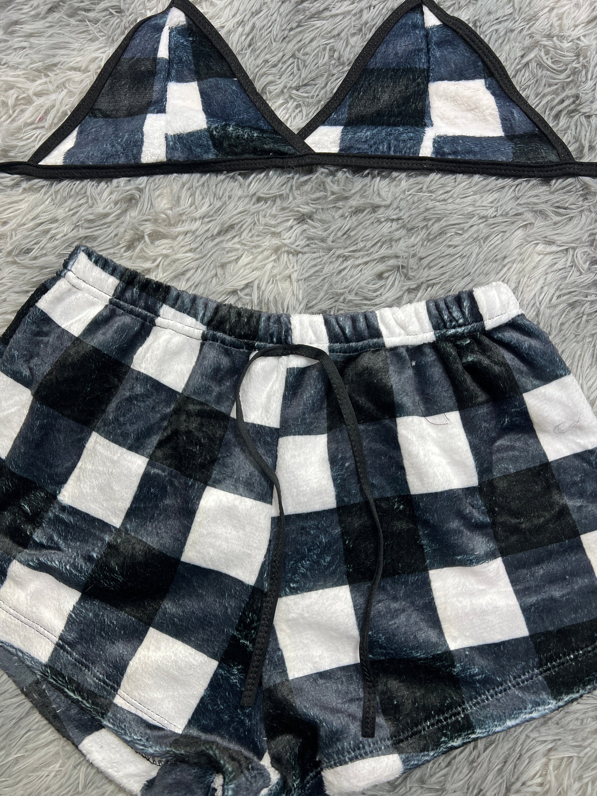 Plaid Black Matching Top & Short - Fundies
