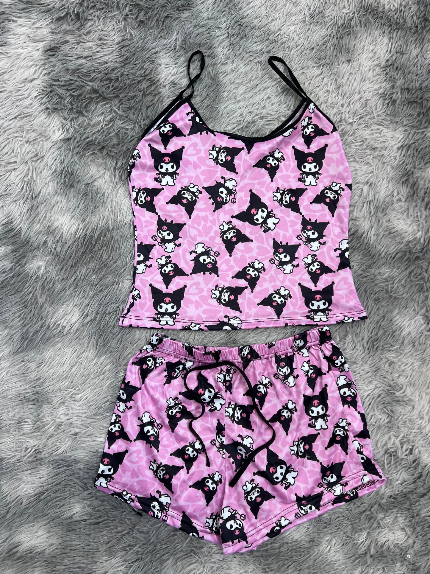 Kuromi Background Of Hearts Women's Pajama Set - Fundies