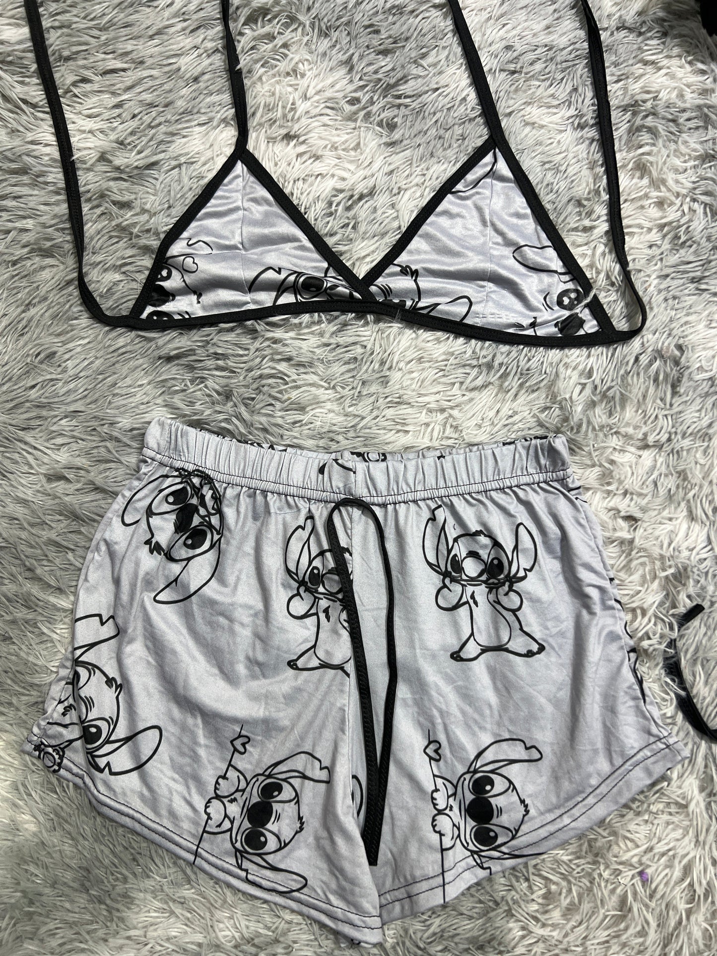 Stitch Gray Brush Matching Top & Short - Fundies