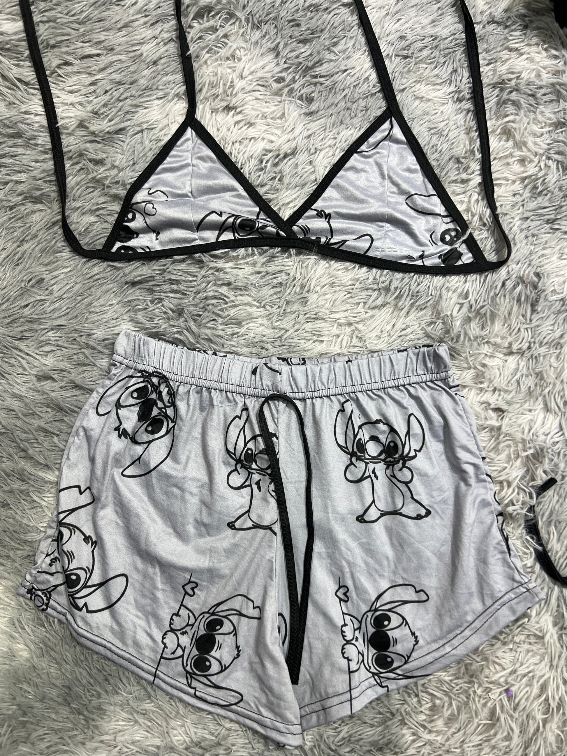 Stitch Gray Brush Matching Top & Short - Fundies