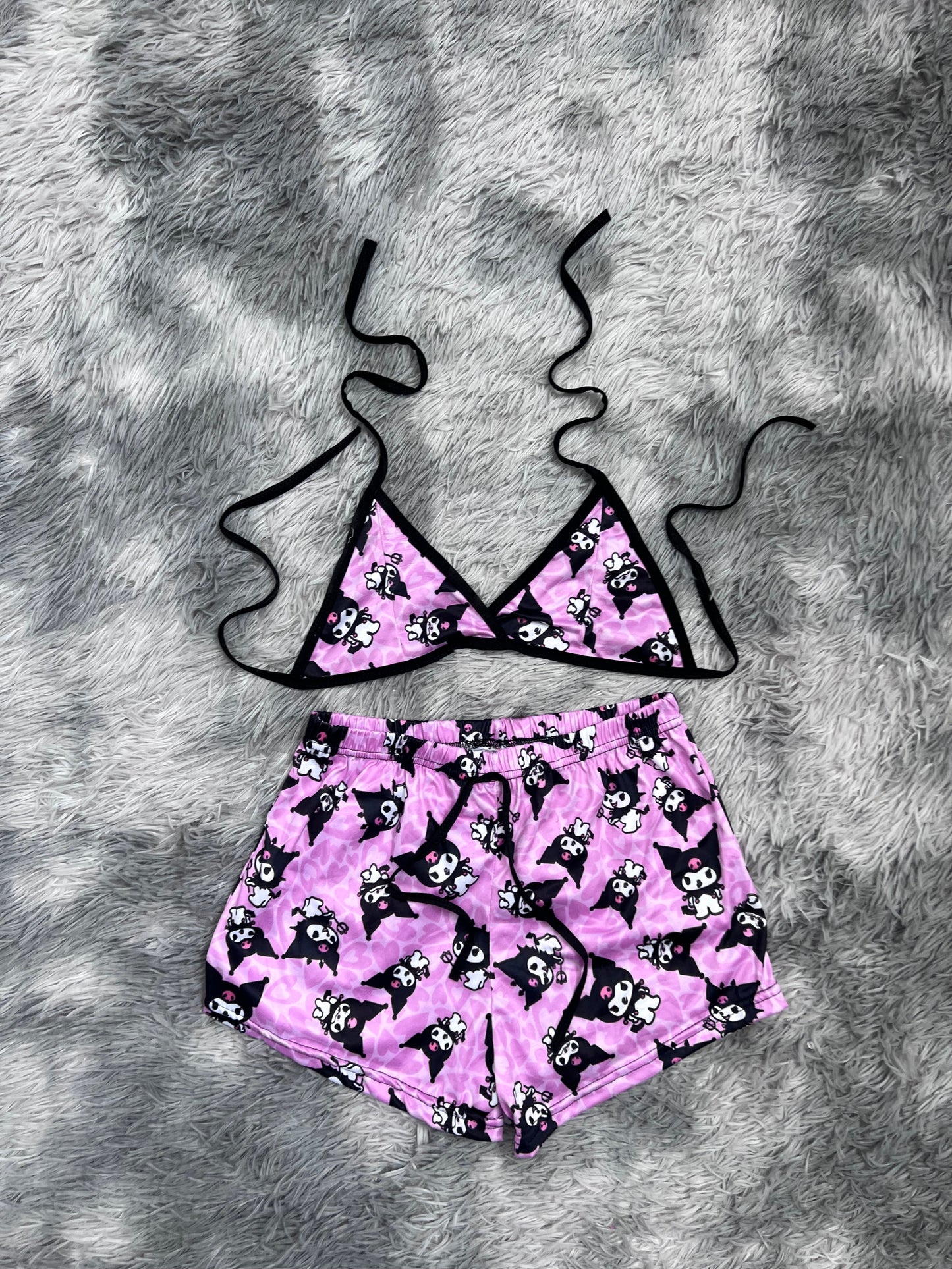 Kuromi Hearts Brush Matching Top & Short - Fundies
