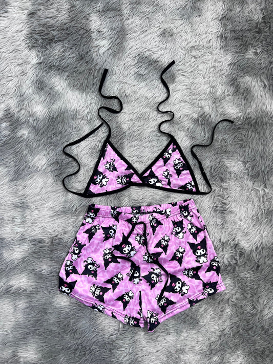 Kuromi Hearts Brush Matching Top & Short - Fundies