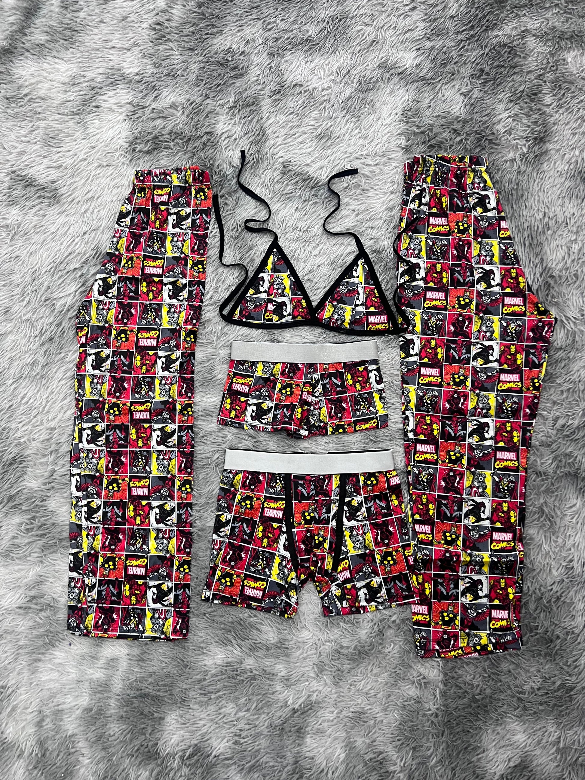 Marvel Plaid Comic 5 Piece PJ - Fundies