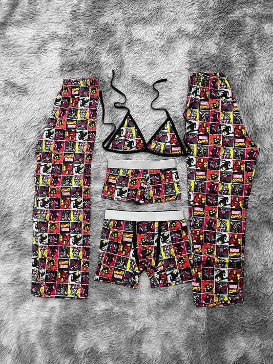 Marvel Plaid Comic 5 Piece PJ - Fundies