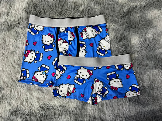 Hello Kitty Blue Background couples matching underwear boxer and boxer MIXED SIZES