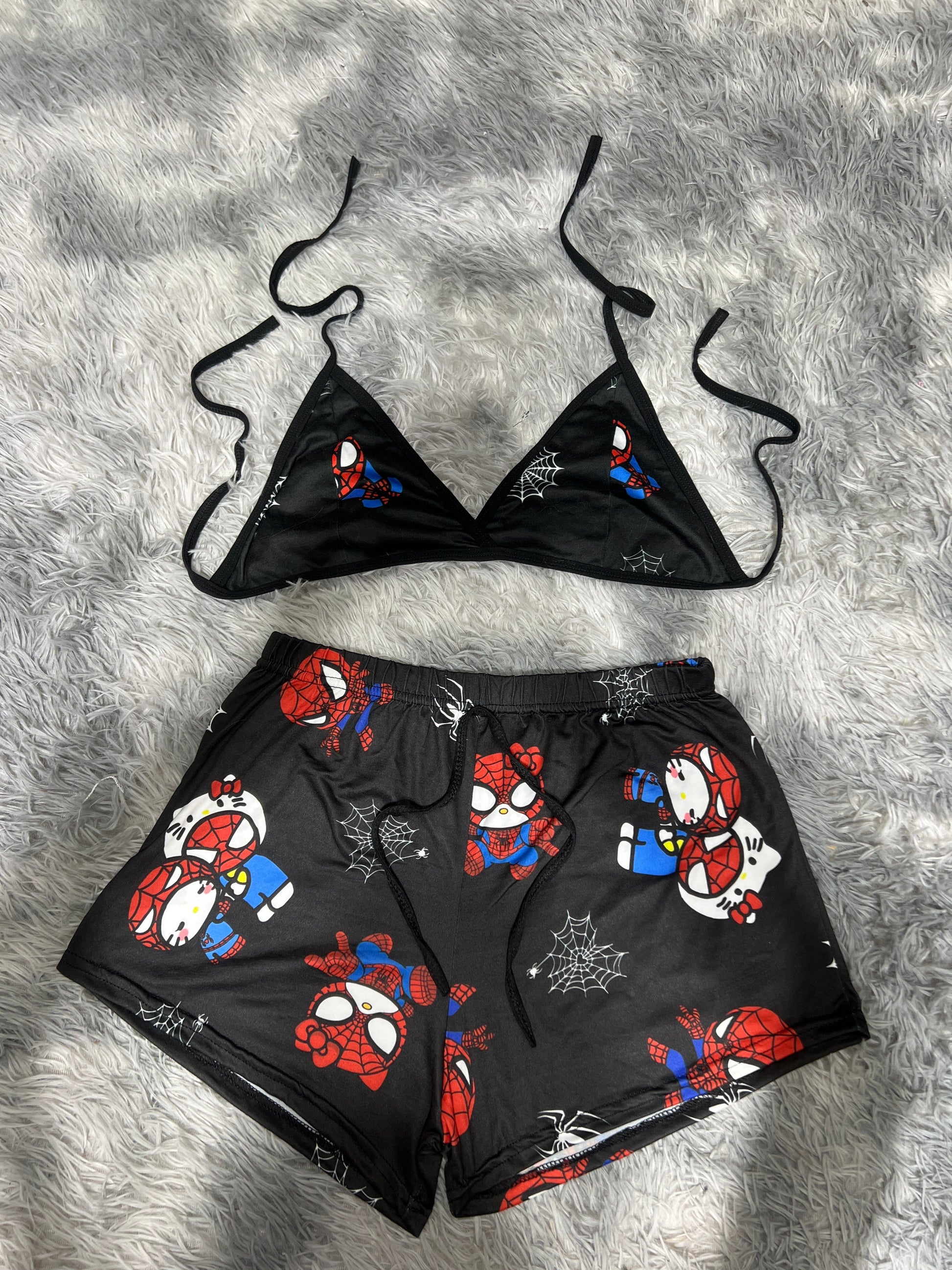 SpiderKitty Black Brush Matching Top & Short - Fundies