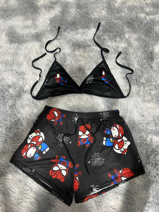 SpiderKitty Black Brush Matching Top & Short - Fundies