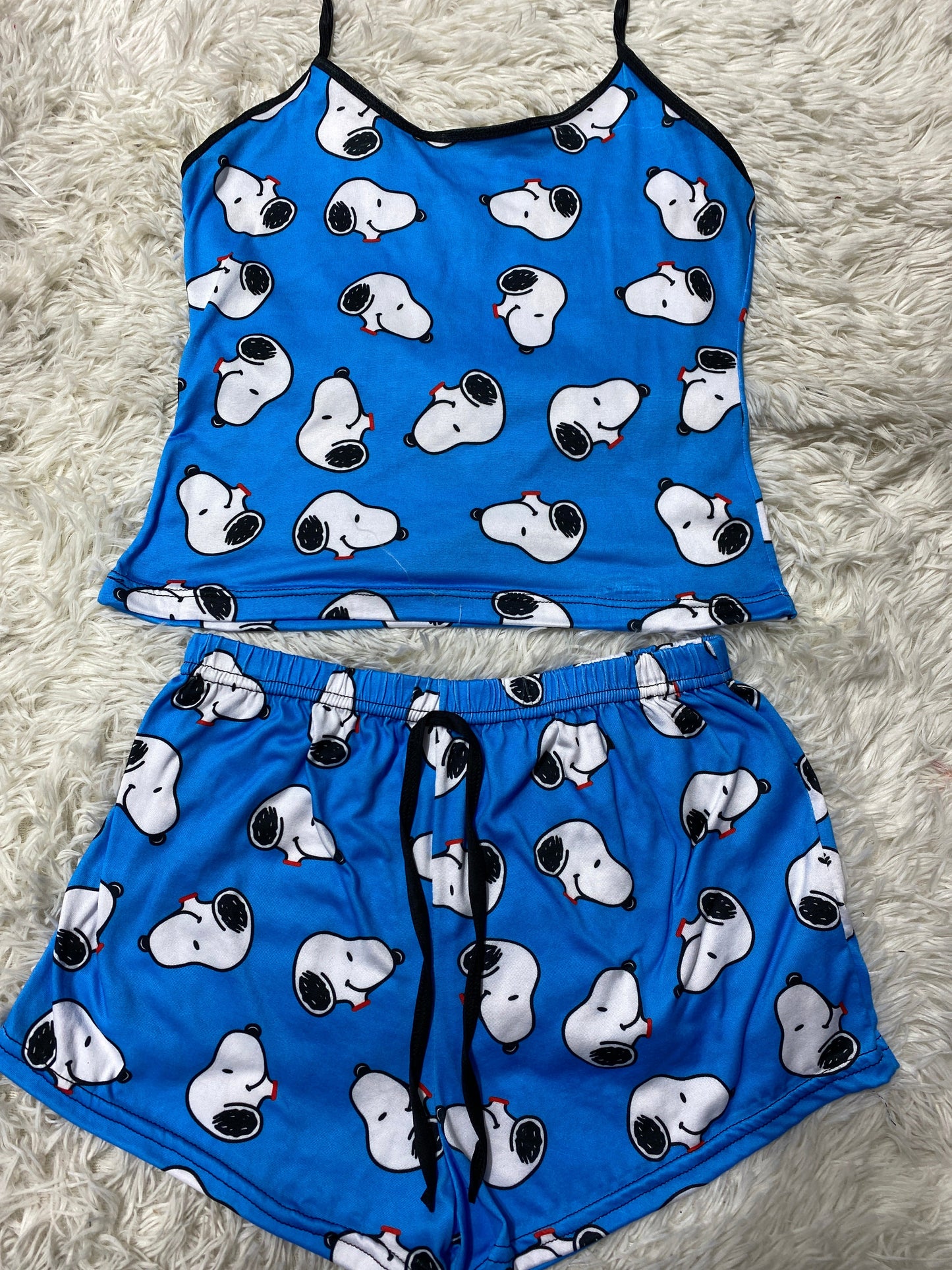 Faces Of Snoopy Blue Women's Pajama Set - Fundies
