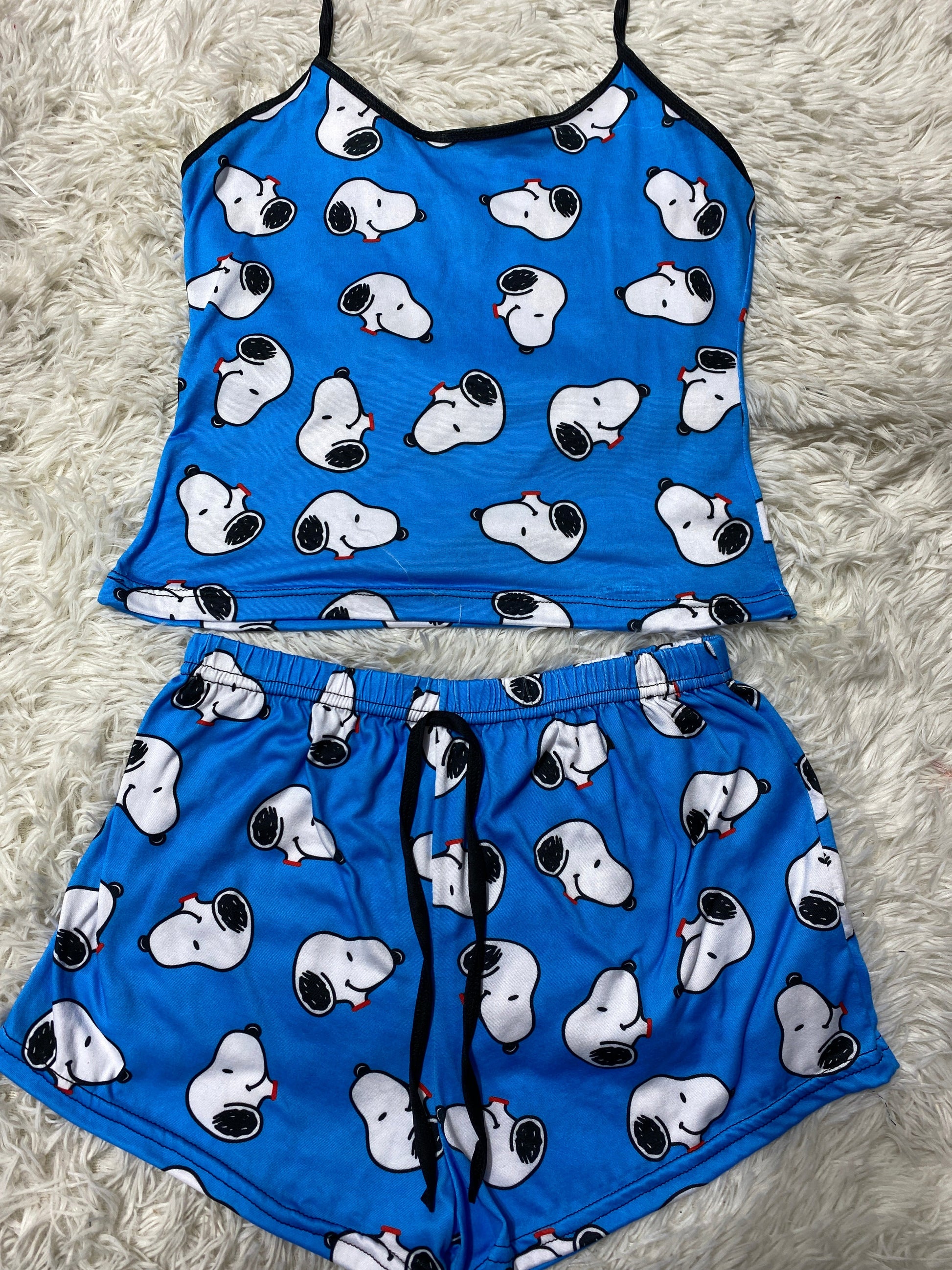 Faces Of Snoopy Blue Women's Pajama Set - Fundies