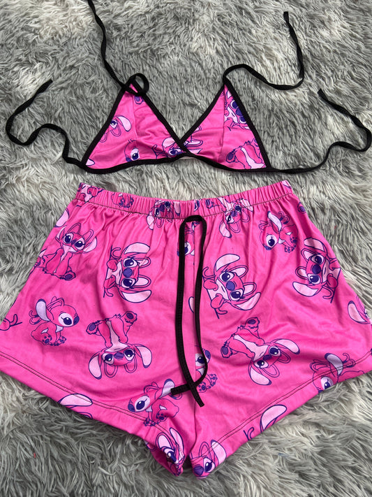 Angela Background Pink Matching Top & Short