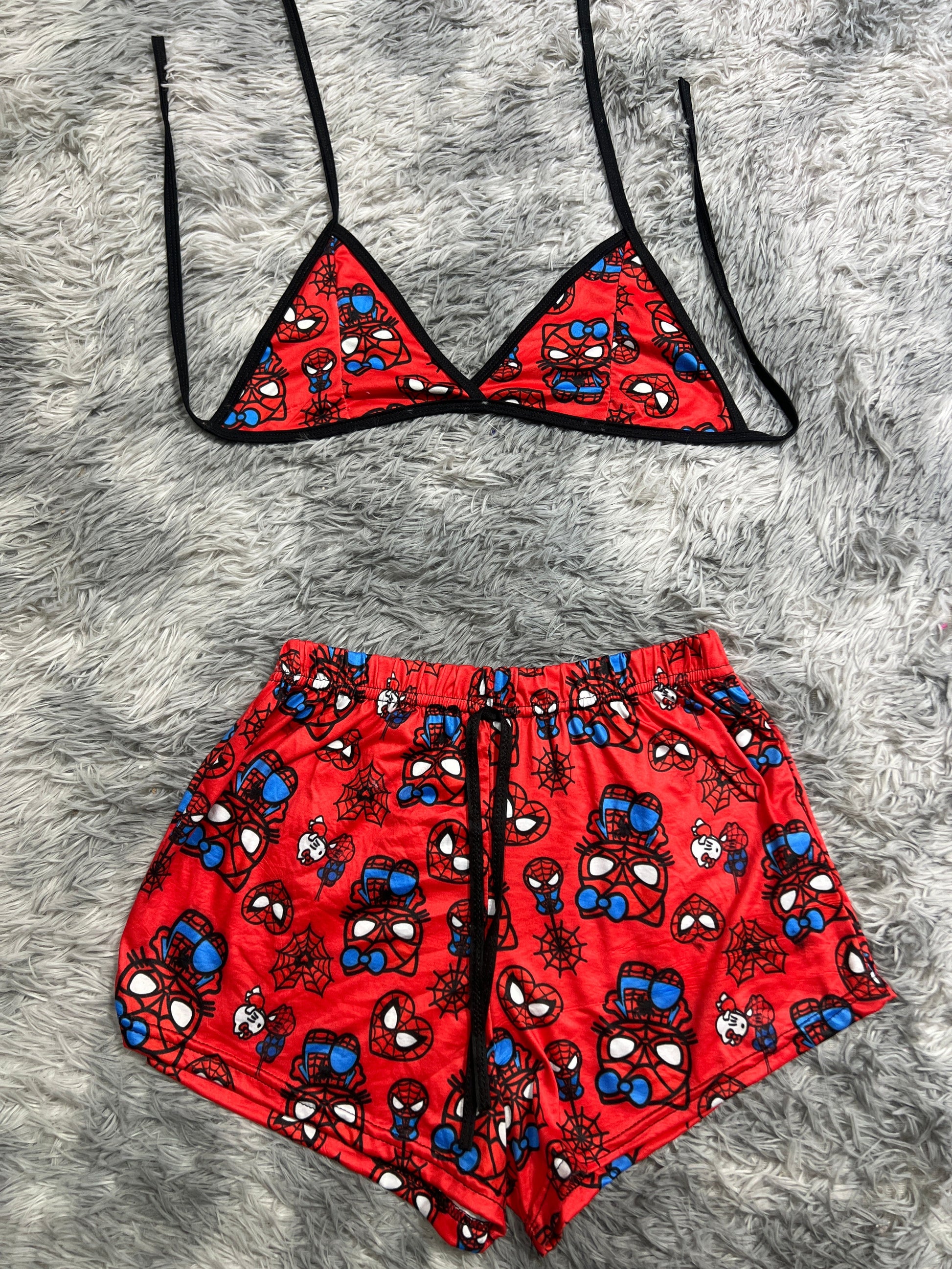 SpiderKitty Red Brush Matching Top & Short - Fundies