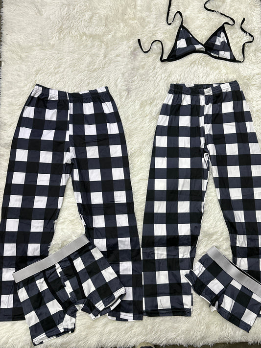 Black and white squares 5 pcs pajama duo