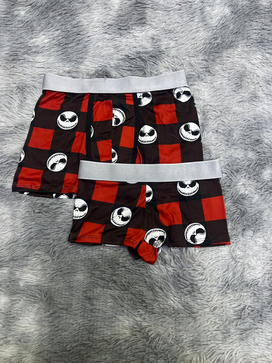 Jack painting red and brown Halloween matching couples boxer underwear Halloween