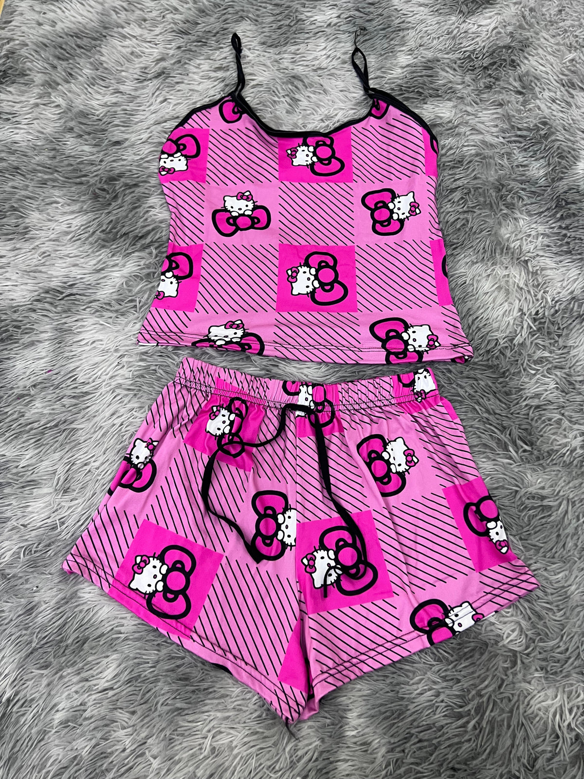Hello Kitty Plaid Striped Women's Pajama Set